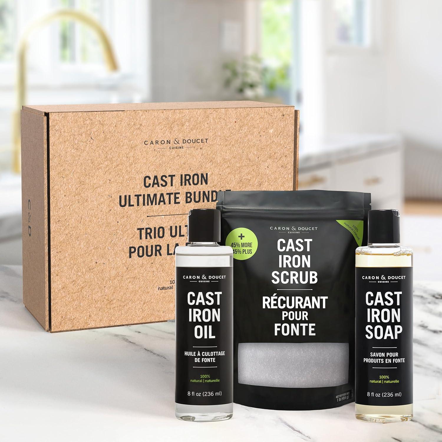 Juego de Limpieza y Sazonado Hierro Fundido Caron & Doucet