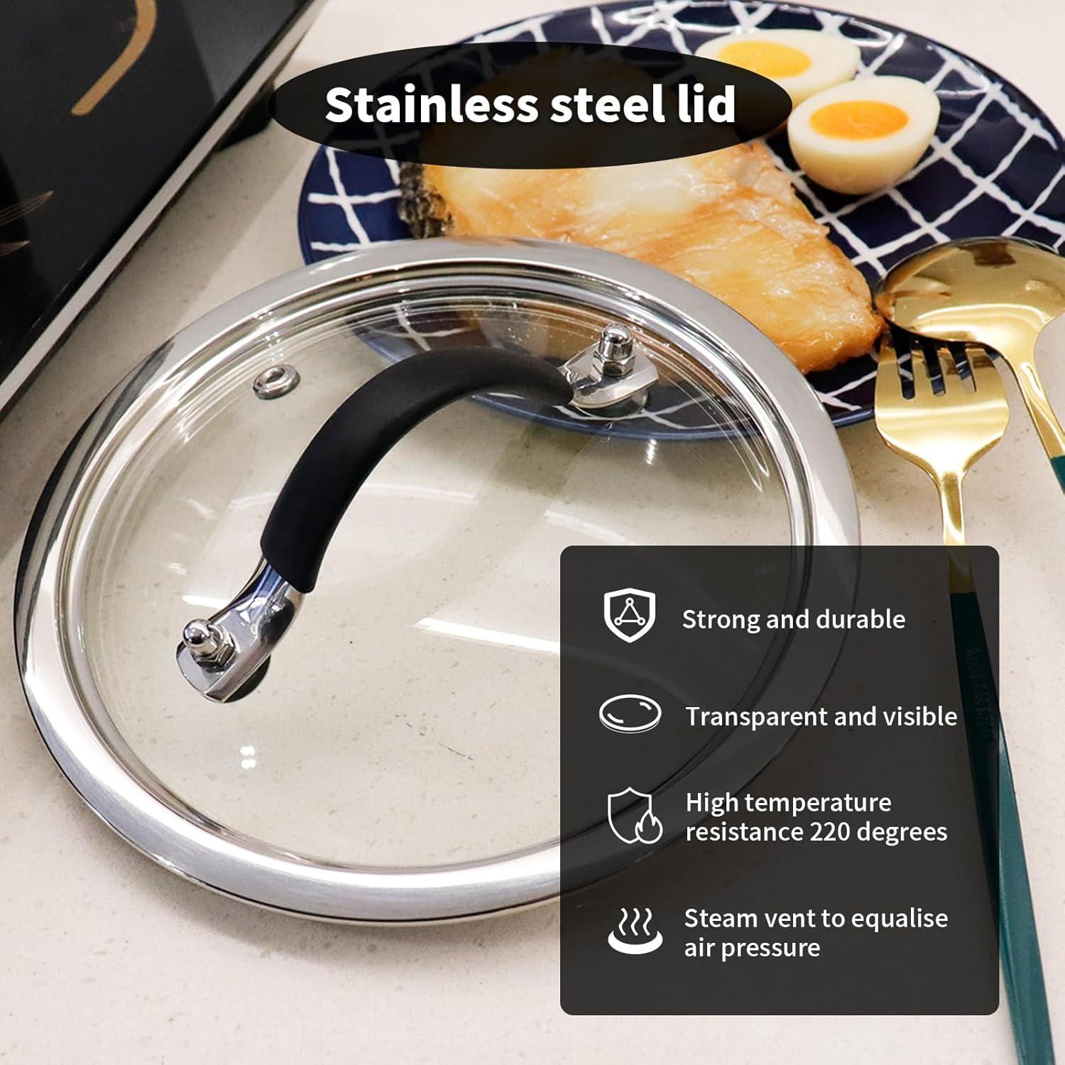 Tapa de Vidrio Templado 16.5 cm HEVSTIL con Mango de Acero Inoxidable