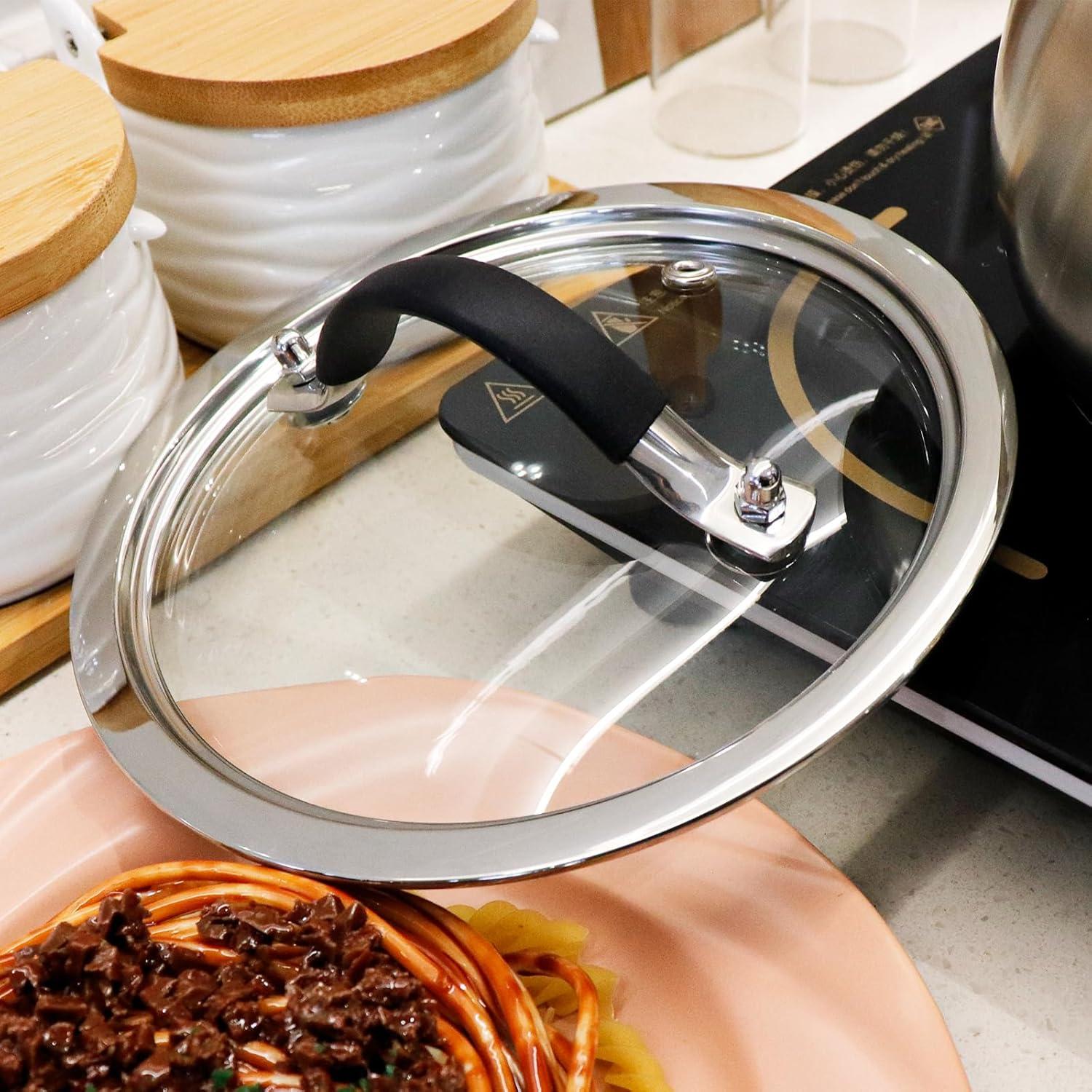 Tapa de Vidrio Templado 16.5 cm HEVSTIL con Mango de Acero Inoxidable