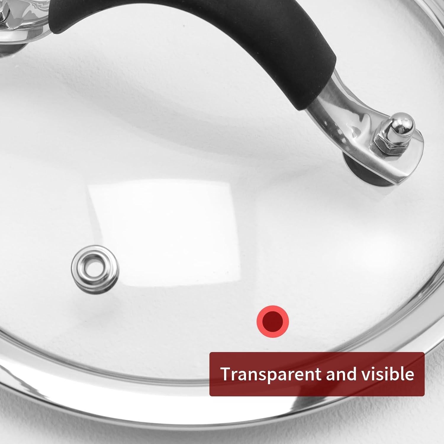 Tapa de Vidrio Templado 16.5 cm HEVSTIL con Mango de Acero Inoxidable