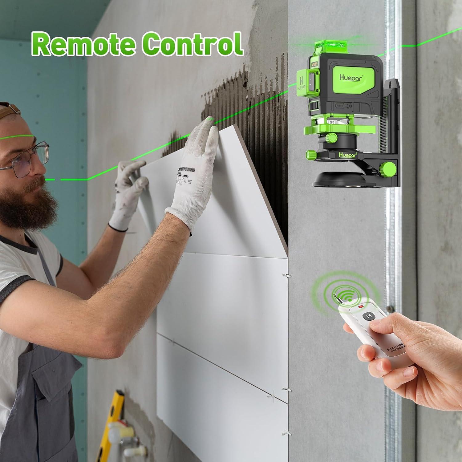 Nivel Láser Huepar 4D Verde 360 con Control Remoto 904DG