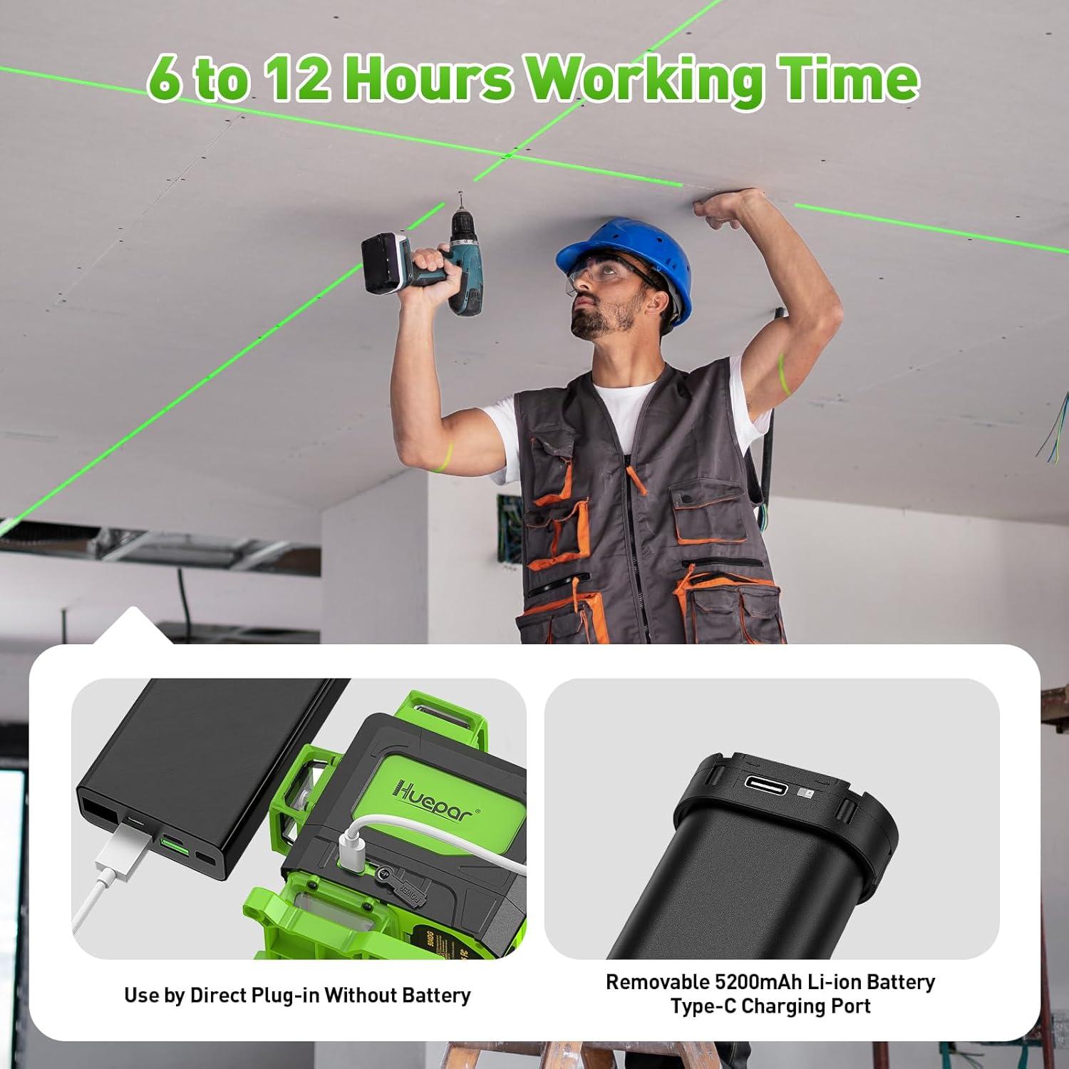 Nivel Láser Huepar 4D Verde 360 con Control Remoto 904DG