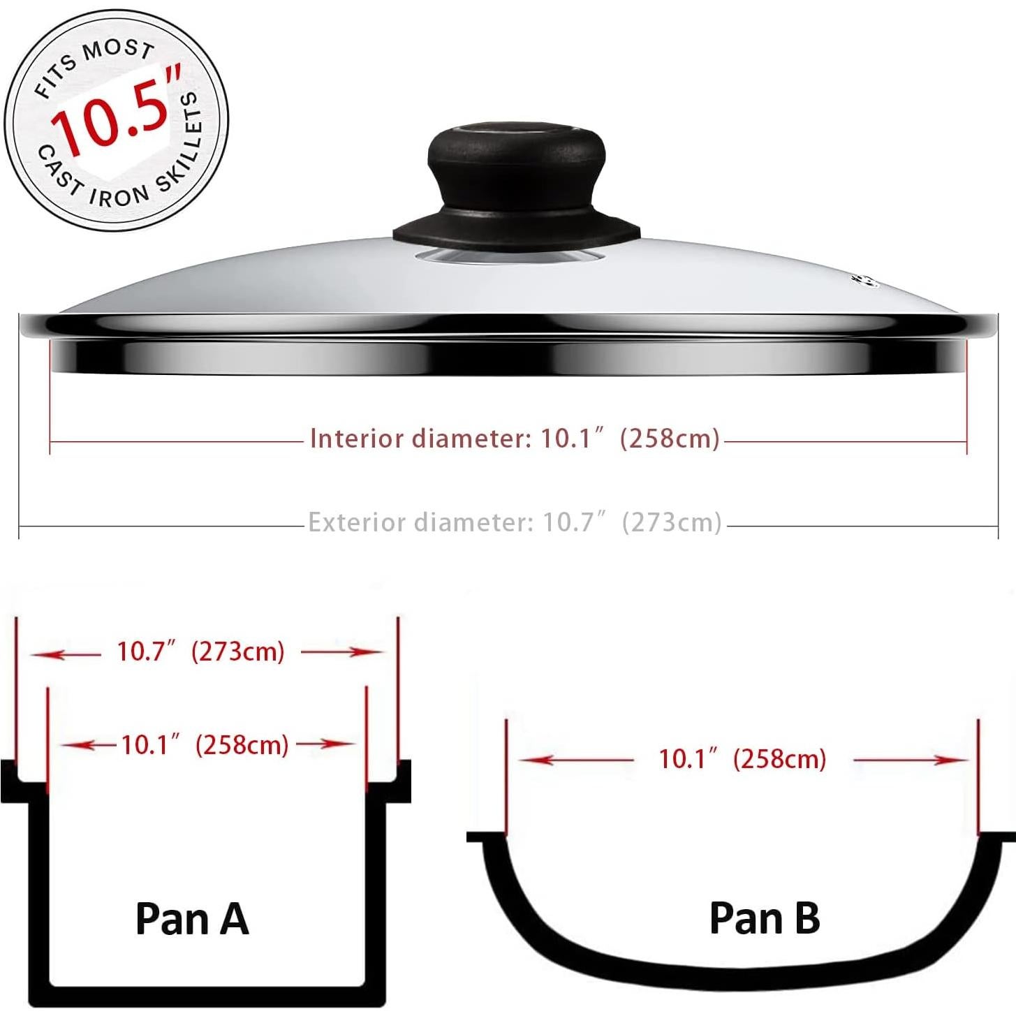 Tapa de vidrio ZUIHUI 26.67 cm para sartén redonda