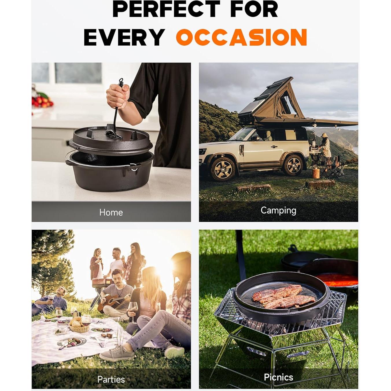 Olla de Hierro Fundido DARTMOOR 9 QT Pre-Sazonada con Tapa