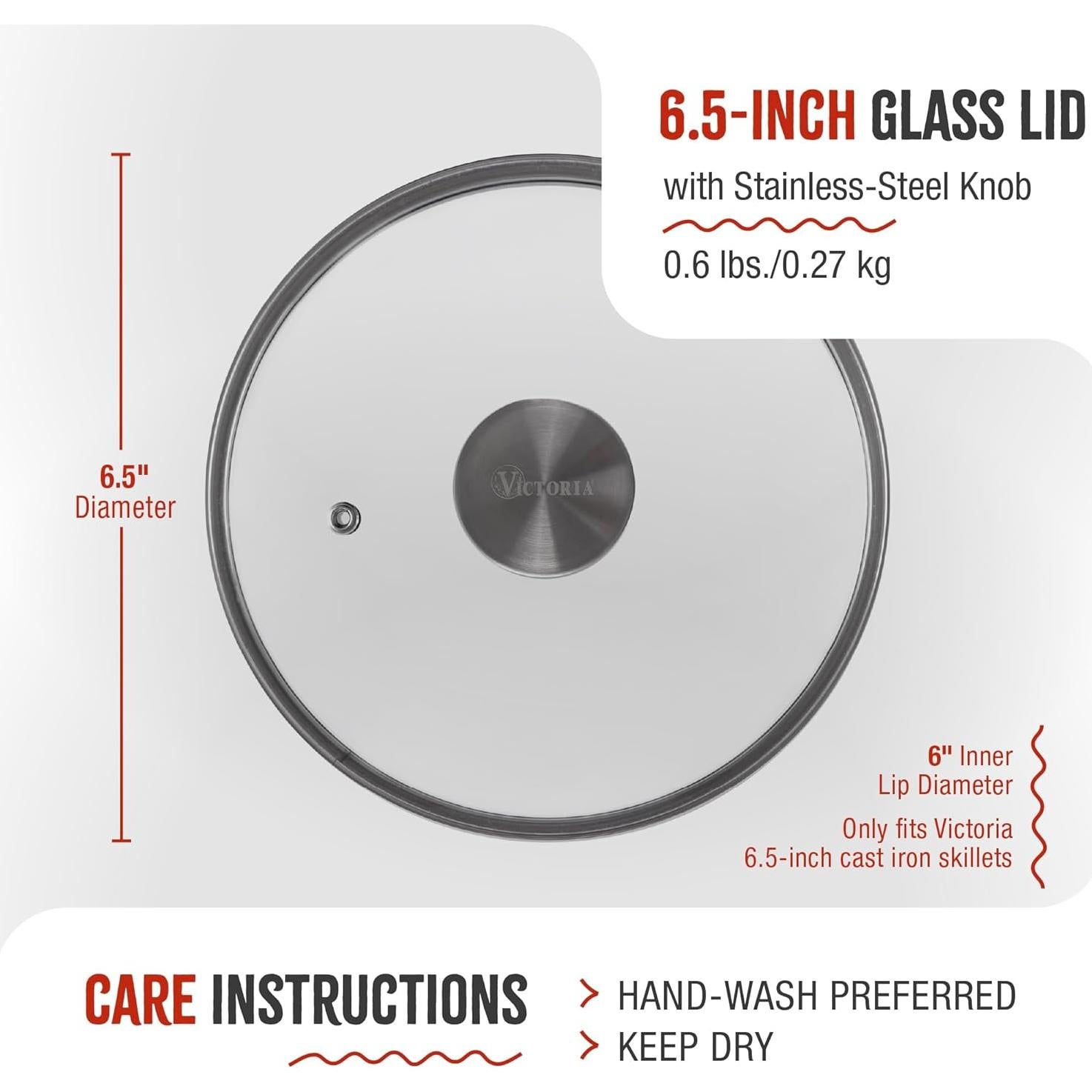 Tapa de vidrio templado Victoria 17.78 cm redonda para sartén