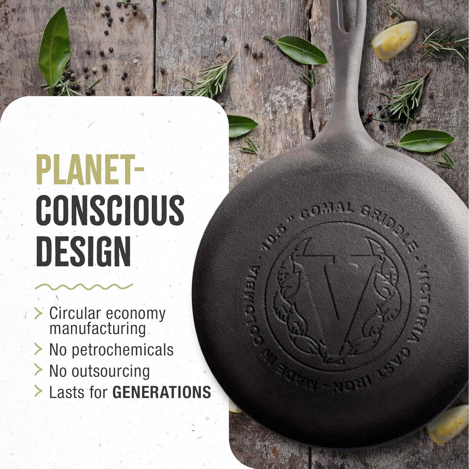 Sartén de Hierro Fundido Victoria 10.5" Precondimentada 2kg