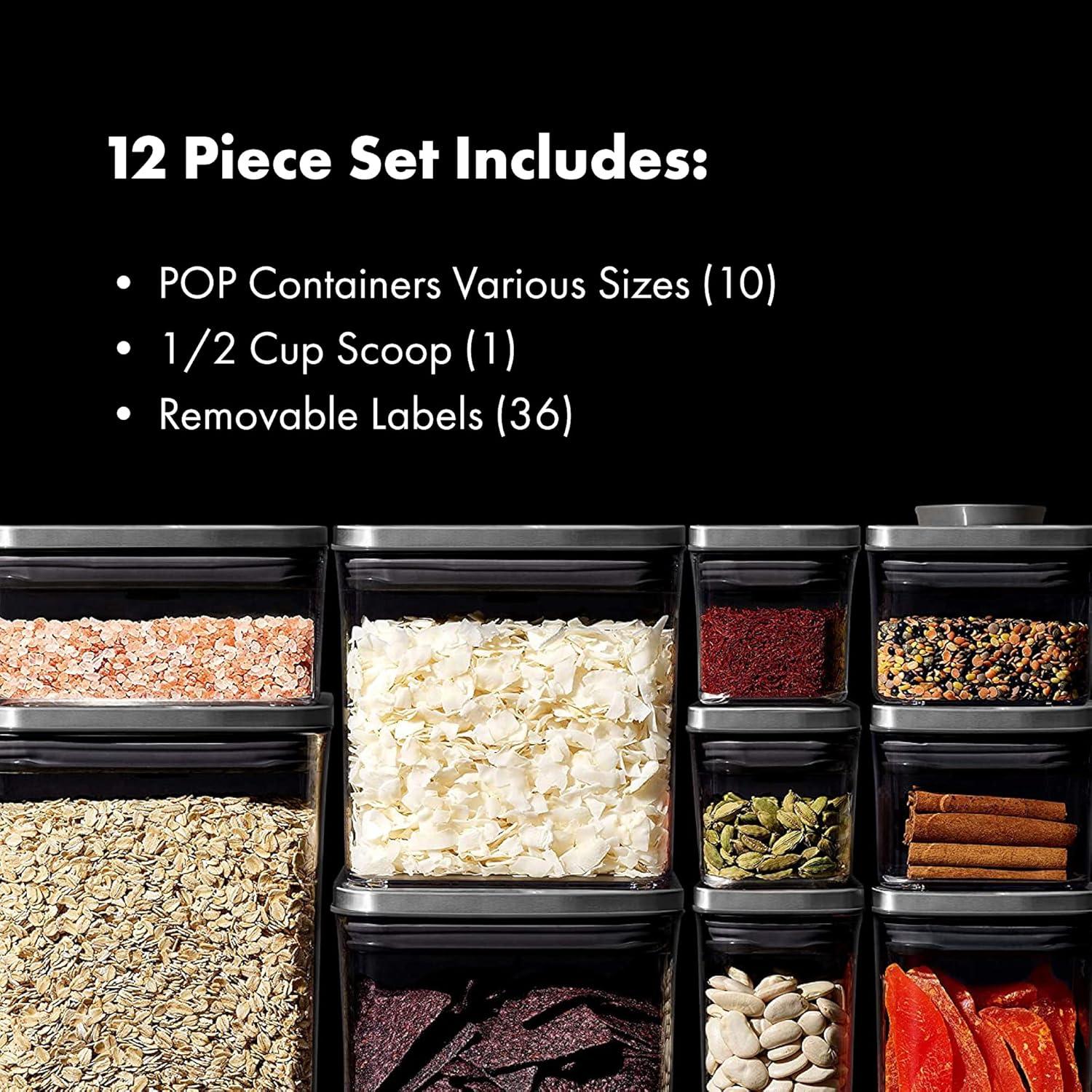 Conjunto de 12 Contenedores POP OXO SteeL Herméticos 0.19-4.17 L