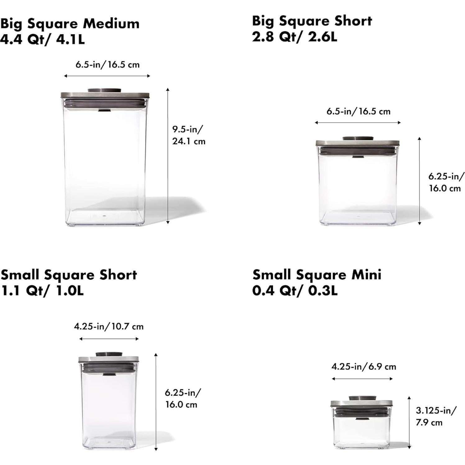 Conjunto de 12 Contenedores POP OXO SteeL Herméticos 0.19-4.17 L