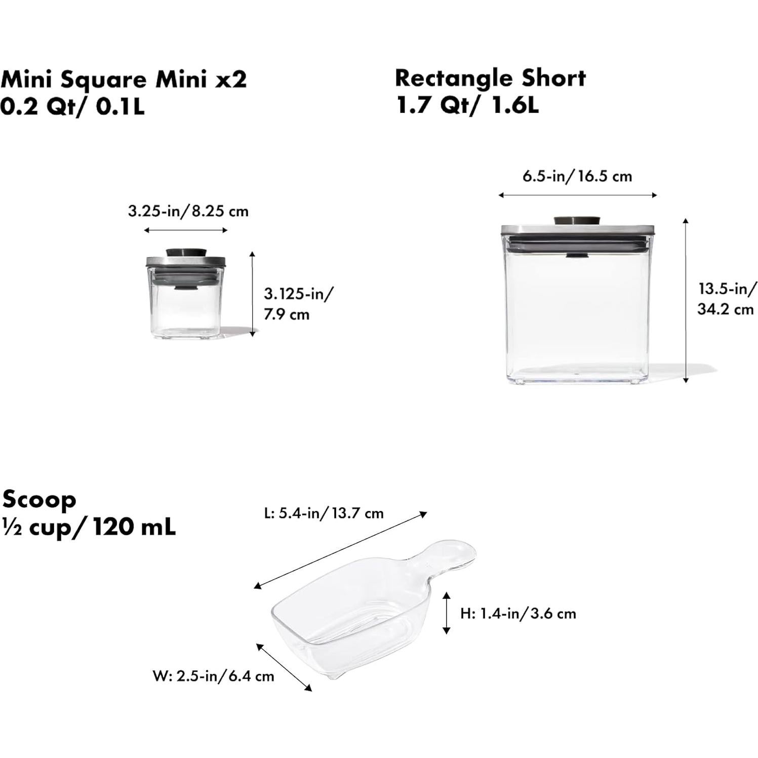 Conjunto de 12 Contenedores POP OXO SteeL Herméticos 0.19-4.17 L