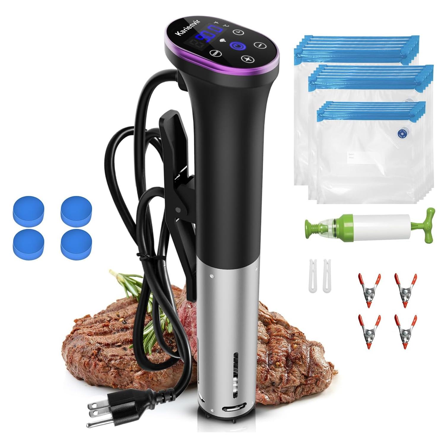 Cocedor Sous Vide Karienvir 1100W con Kit de Bolsas Sellables