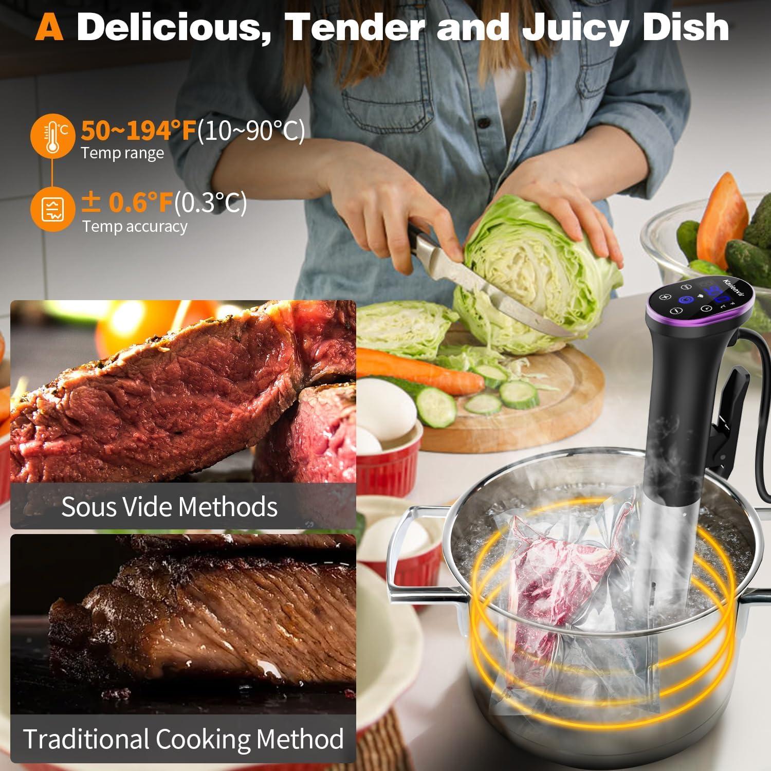 Cocedor Sous Vide Karienvir 1100W con Kit de Bolsas Sellables