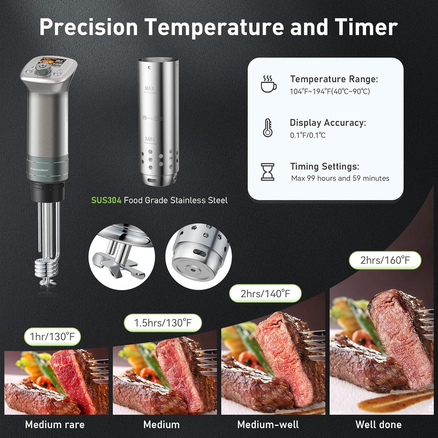 Cocinero Sous Vide KitchenBoss G320PS WiFi 1100W Acero Inoxidable