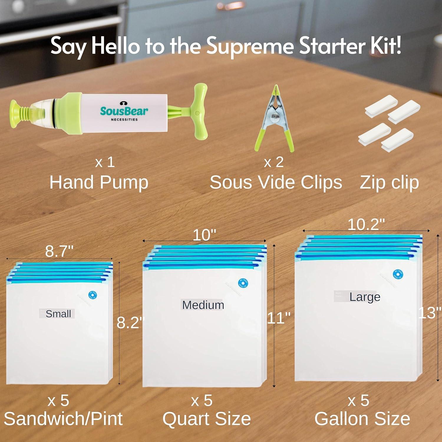 Bolsas Sous Vide Reutilizables SousBear - 20 Piezas, Sin BPA