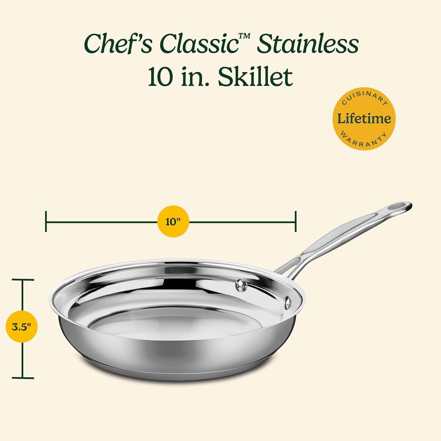Sartén Cuisinart Clásica 10 Pulgadas Acero Inoxidable