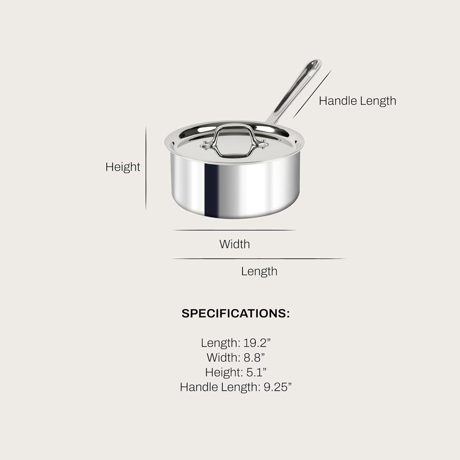 Cacerola de Acero Inoxidable All-Clad D3 2.84L con Tapa