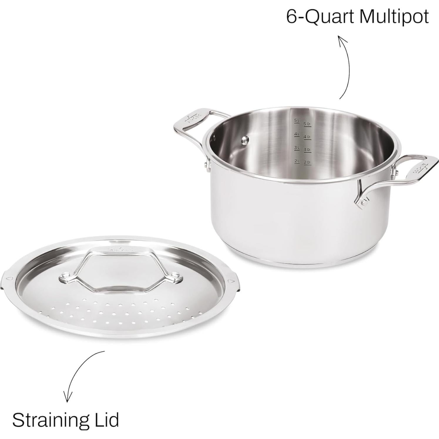 Multipot de Acero Inoxidable All-Clad 6 Litros con Tapa Coladora