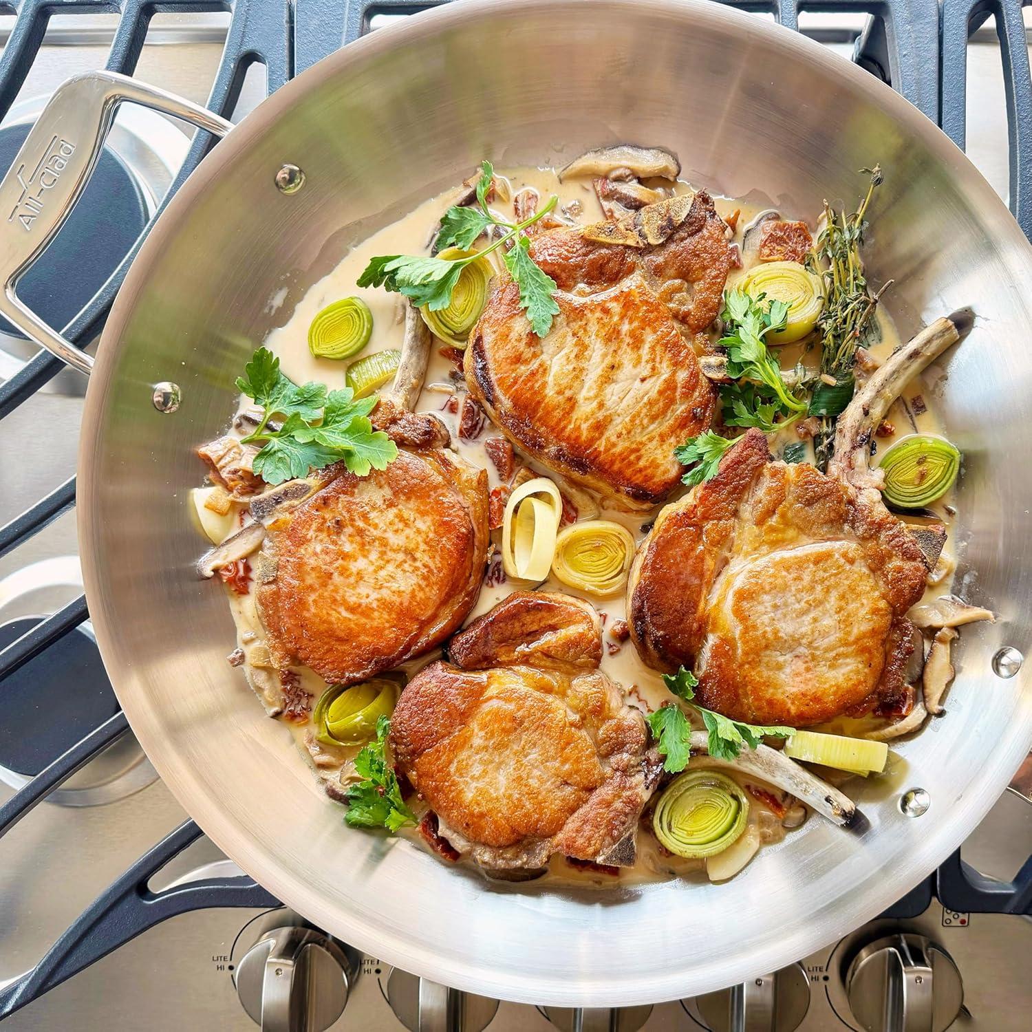 Sartén All-Clad D5 de Acero Inoxidable 14" con Tapa