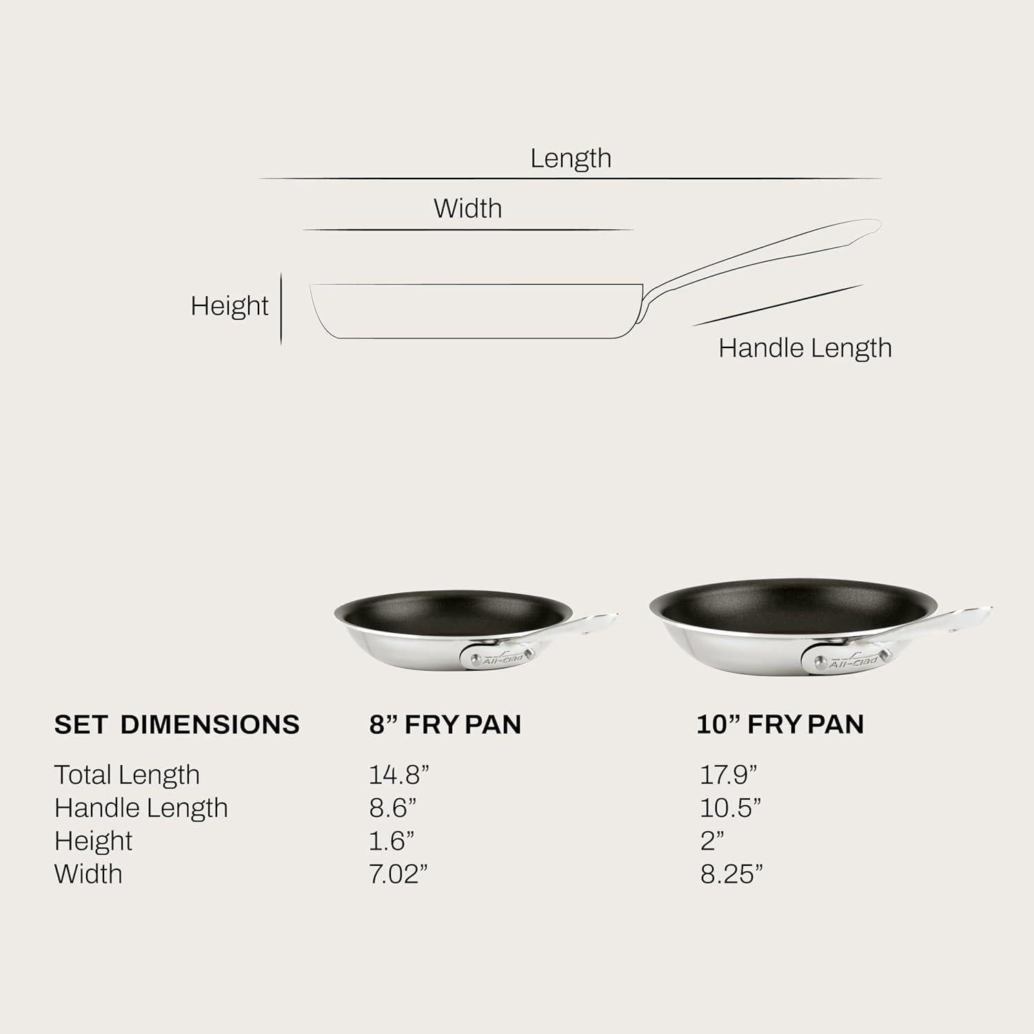 Juego de Sartenes Antiadherentes All-Clad 2 Piezas 20.3 y 25.4 cm