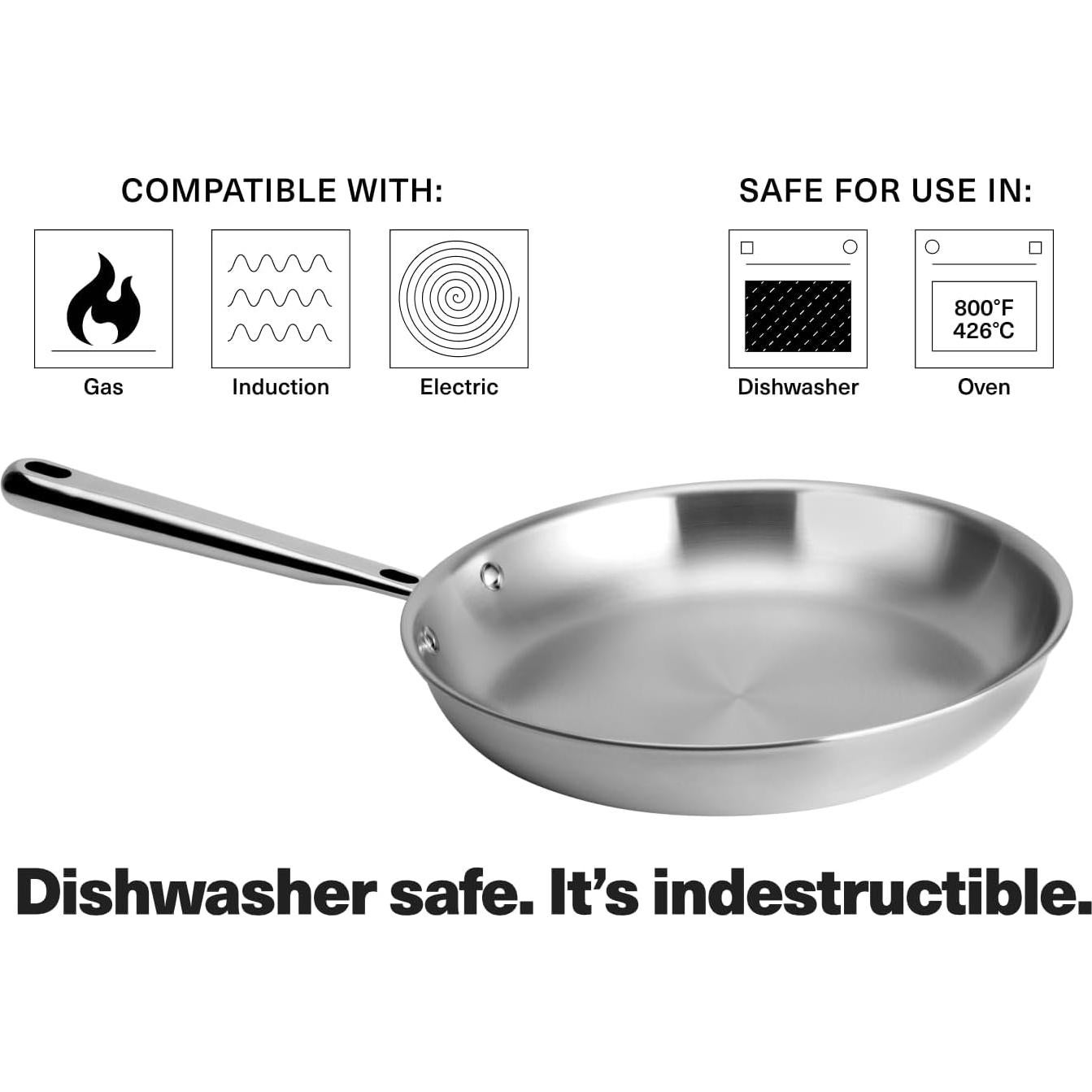 Sartén de Acero Inoxidable Misen 20.3 cm 5 Capas Apta Inducción