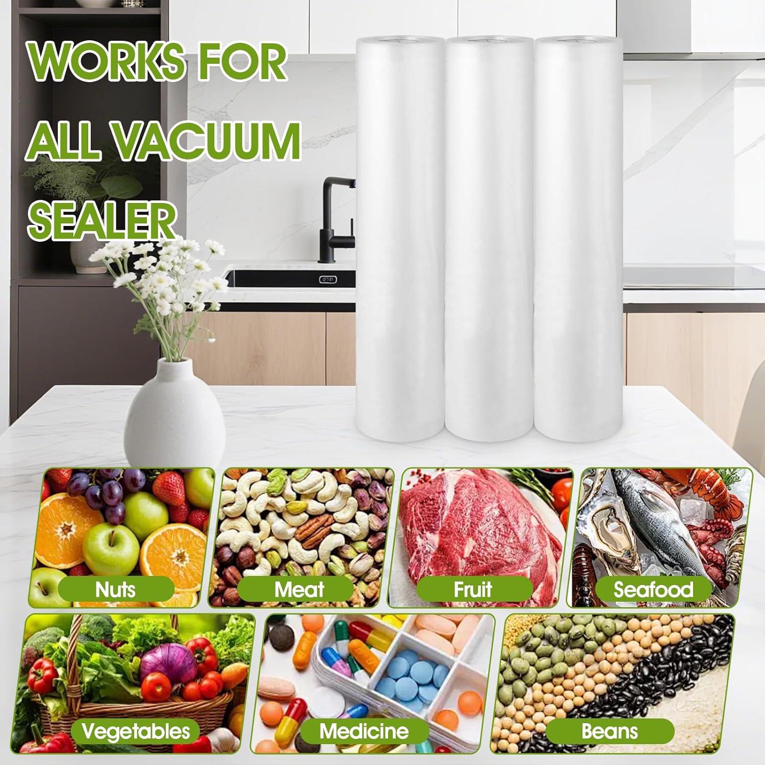 3 Rollos de Bolsas de Sellado al Vacío ZIZAISM 28 cm x 5 m