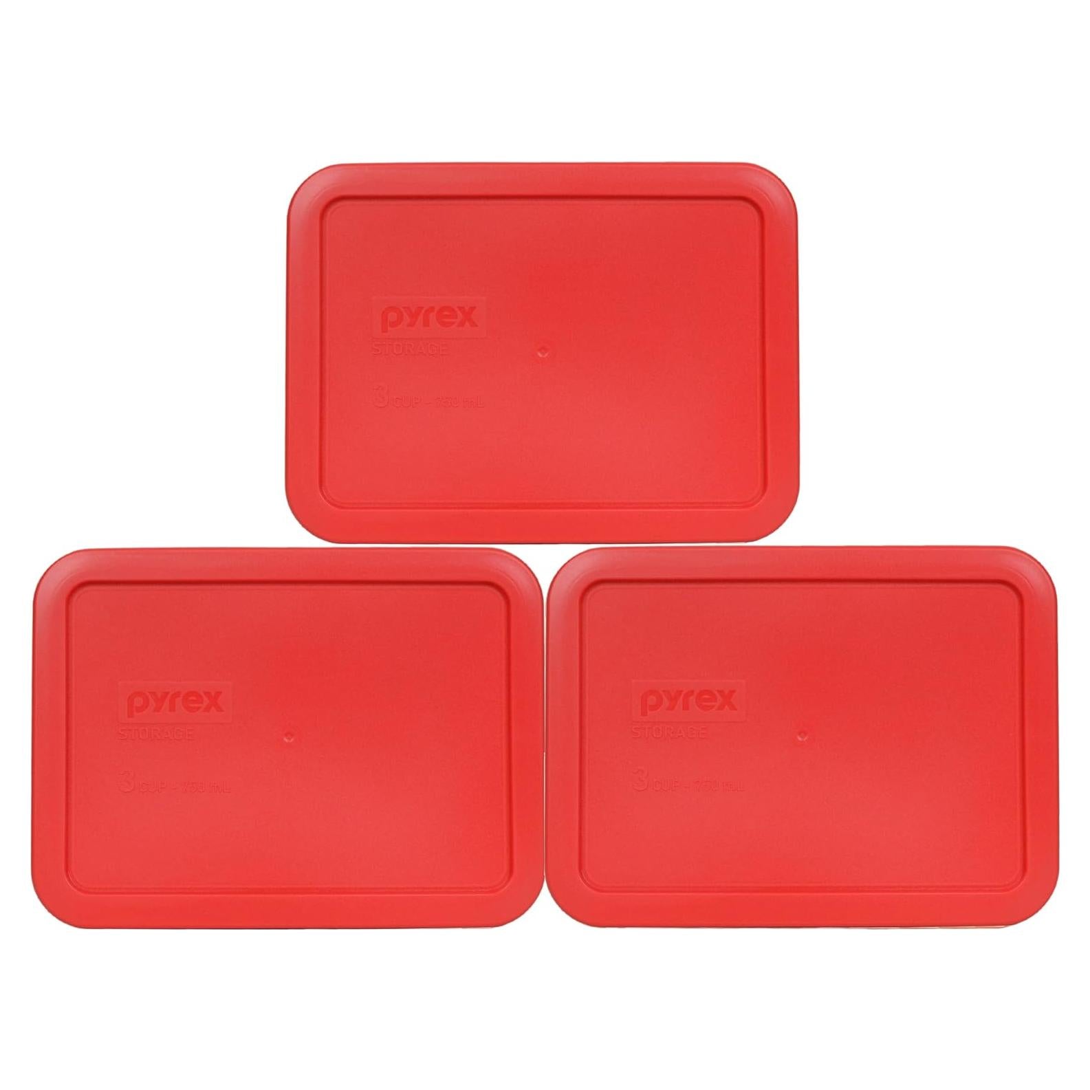 Tapas de Almacenamiento Pyrex 7210-PC Rojas 3 Tazas - Paquete de 3