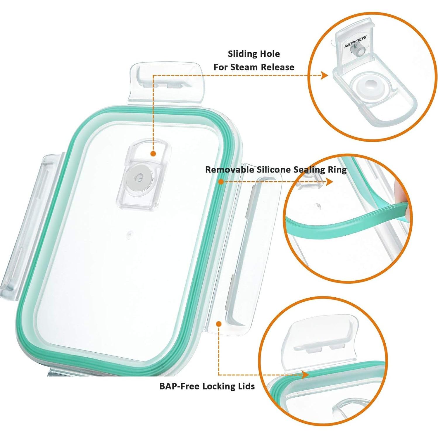 Set de Contenedores de Alimentos de Vidrio YEBODA 6 Piezas 650ml