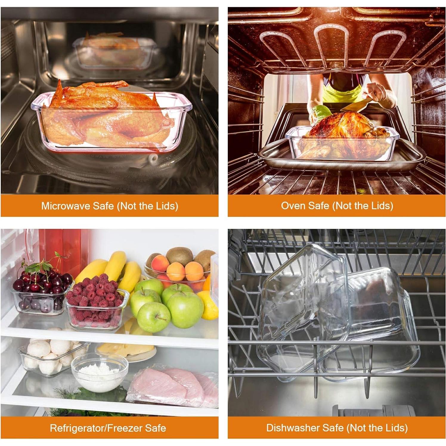 Set de Contenedores de Alimentos de Vidrio YEBODA 6 Piezas 650ml