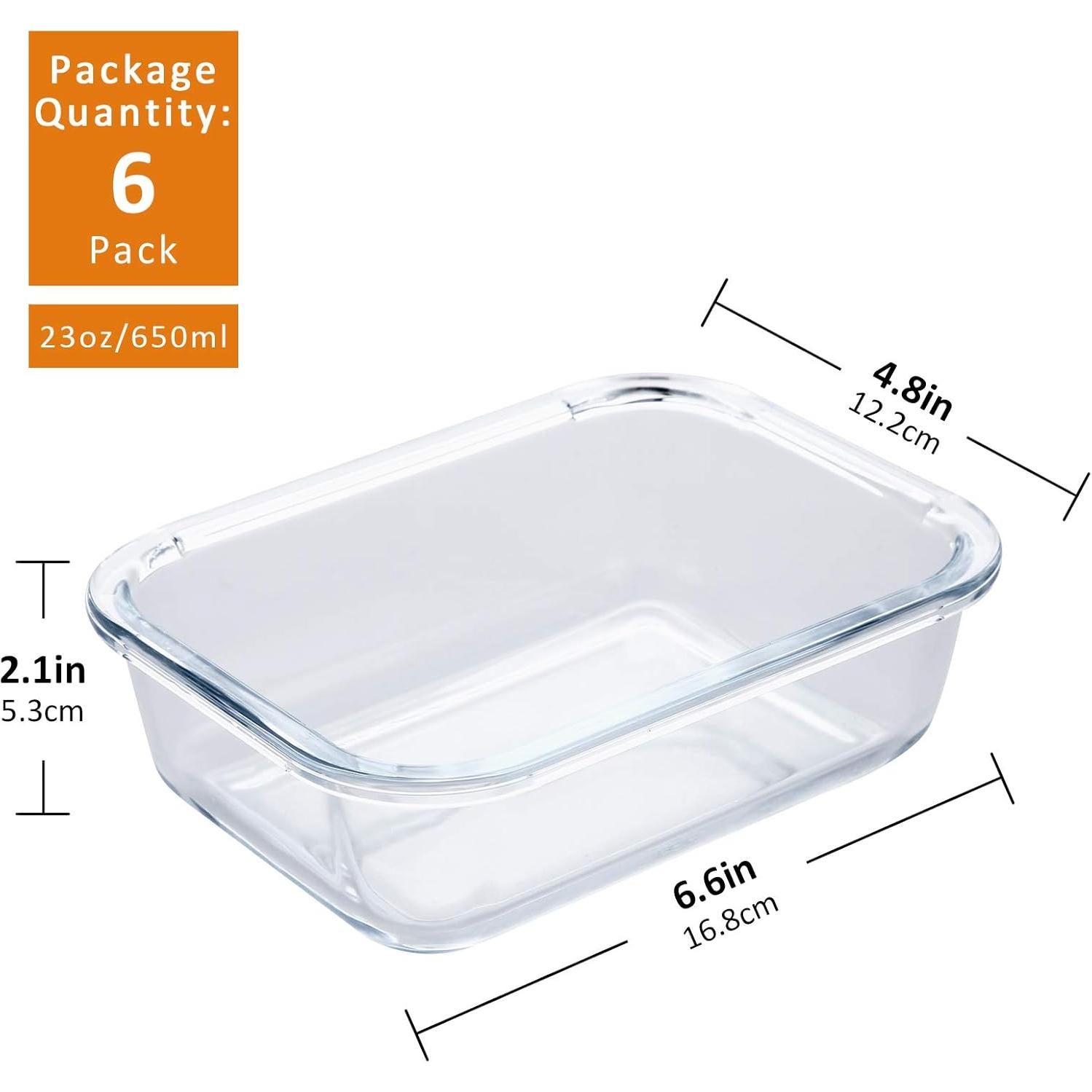 Set de Contenedores de Alimentos de Vidrio YEBODA 6 Piezas 650ml