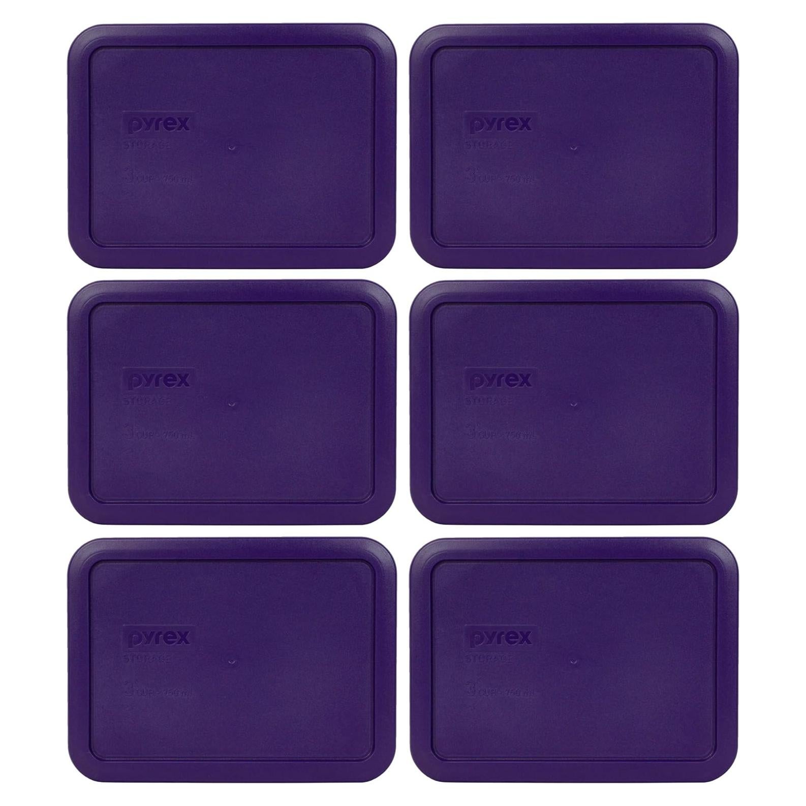 Tapas de Plástico Pyrex 7210-PC 3 Tazas Color Púrpura - Paquete de 6