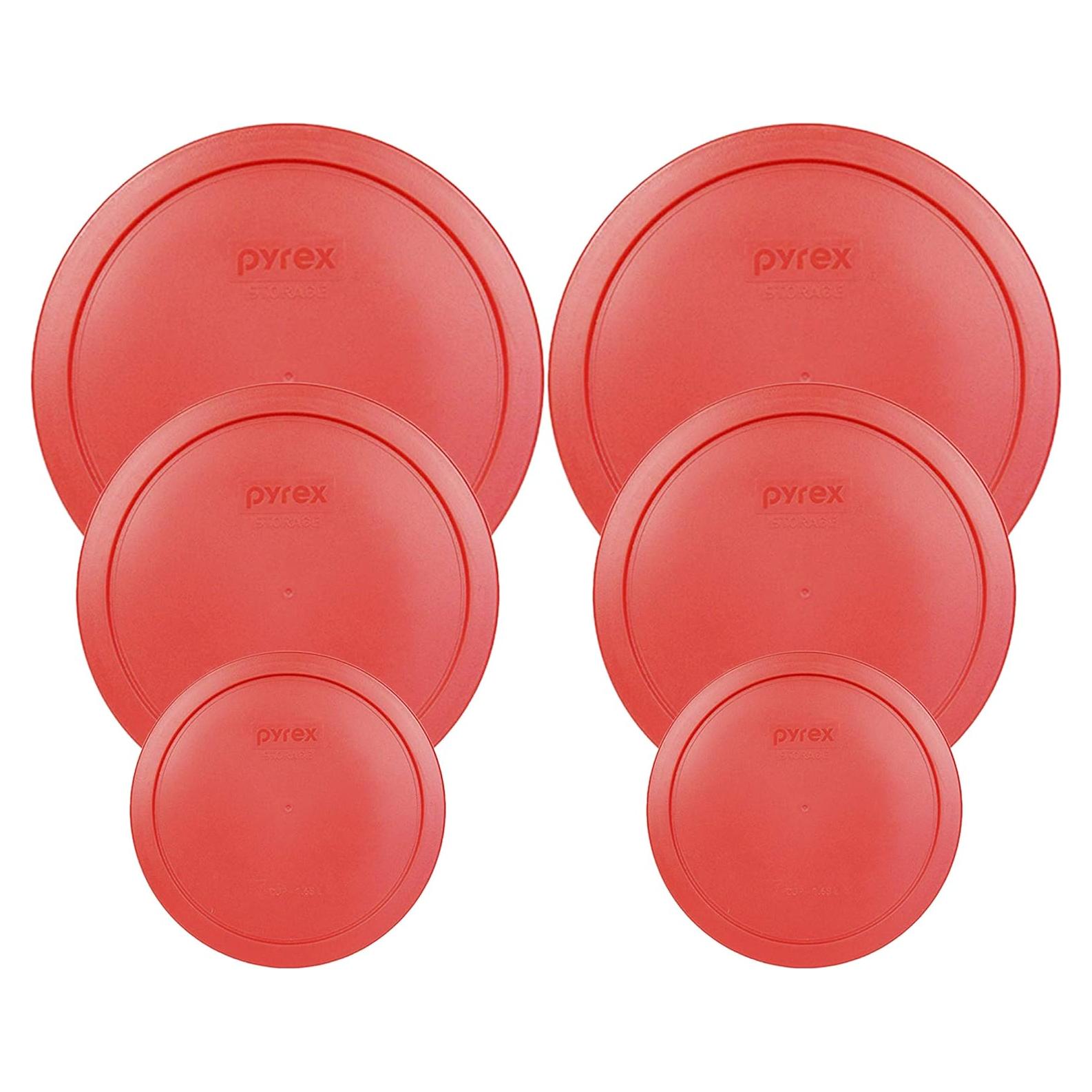 Tapas de Reemplazo Pyrex 7200-PC 2T, 7201-PC 4T, 7402-PC 6/7T Rojas