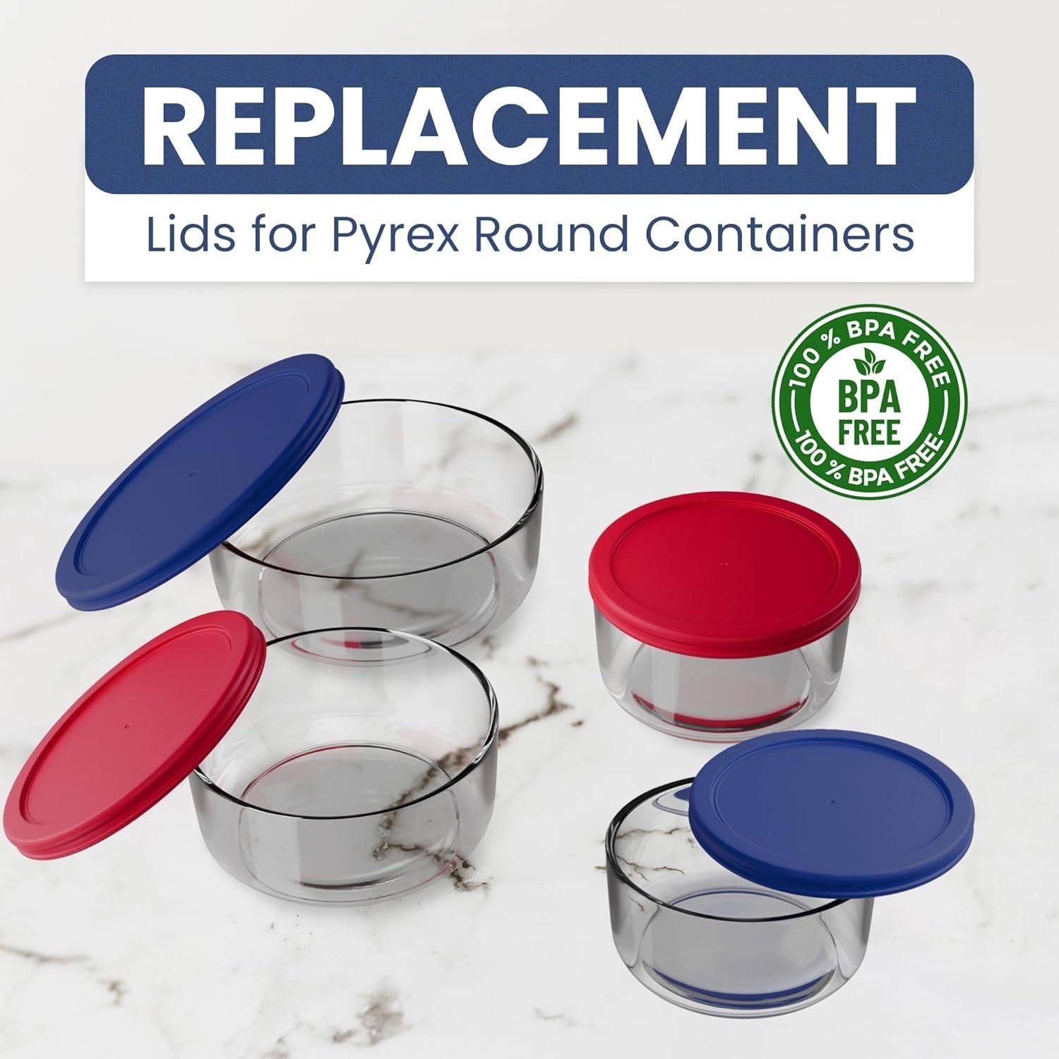 Tapa de Reemplazo Pyrex 9 Piezas Rojo Azul para Alimentos