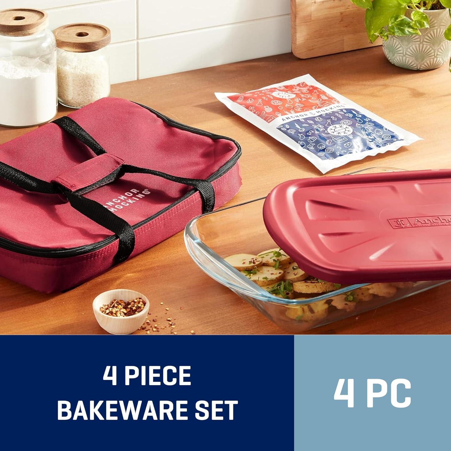 Juego de Platos de Hornear de Vidrio Anchor Hocking 4 Piezas