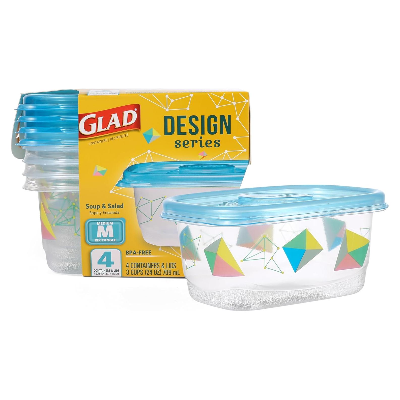 Contenedores de Almacenamiento GladWare 24 oz Rectangular 4 Pzas