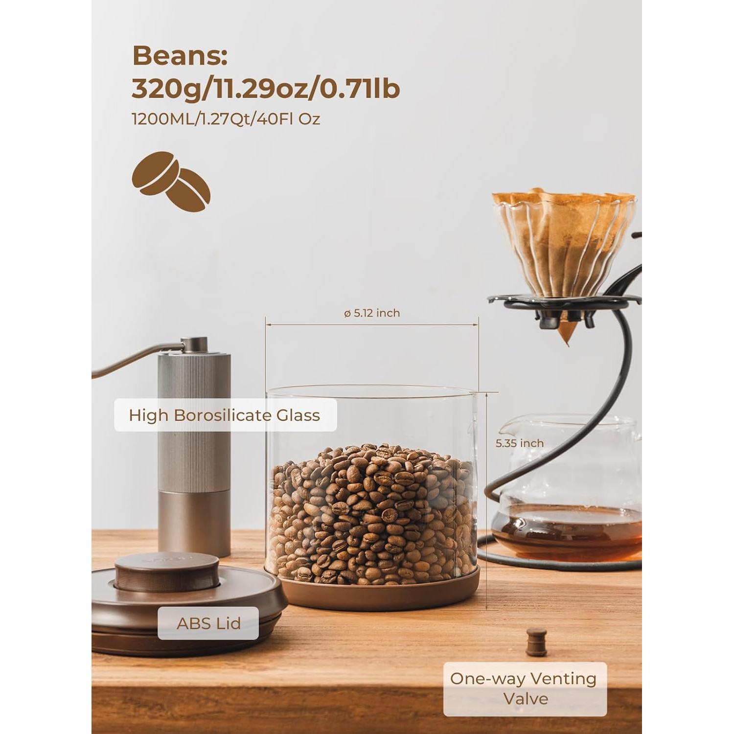 Contenedor de Café Hermético Tourdeus 1200ml Vidrio Borosilicato