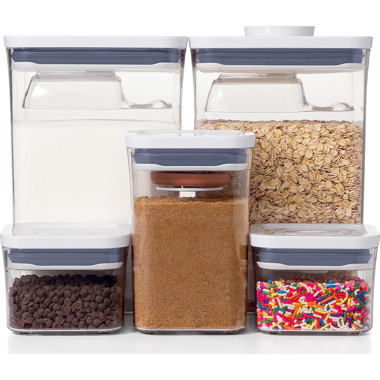 Juego de 6 Frascos Herméticos OXO Good Grips 4.4L + 8 Esenciales Hornear