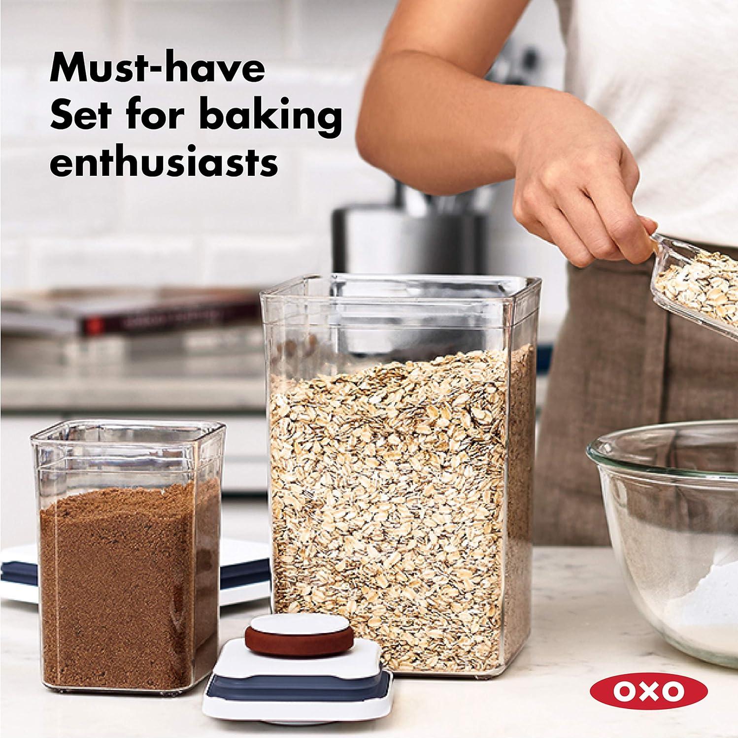 Juego de 6 Frascos Herméticos OXO Good Grips 4.4L + 8 Esenciales Hornear