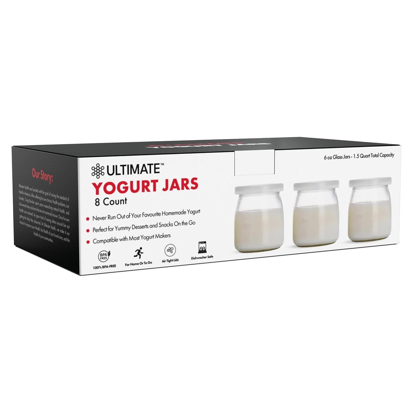 Tarros de Yogur Ultimate - 8 Tarros de Vidrio 170ml Herméticos