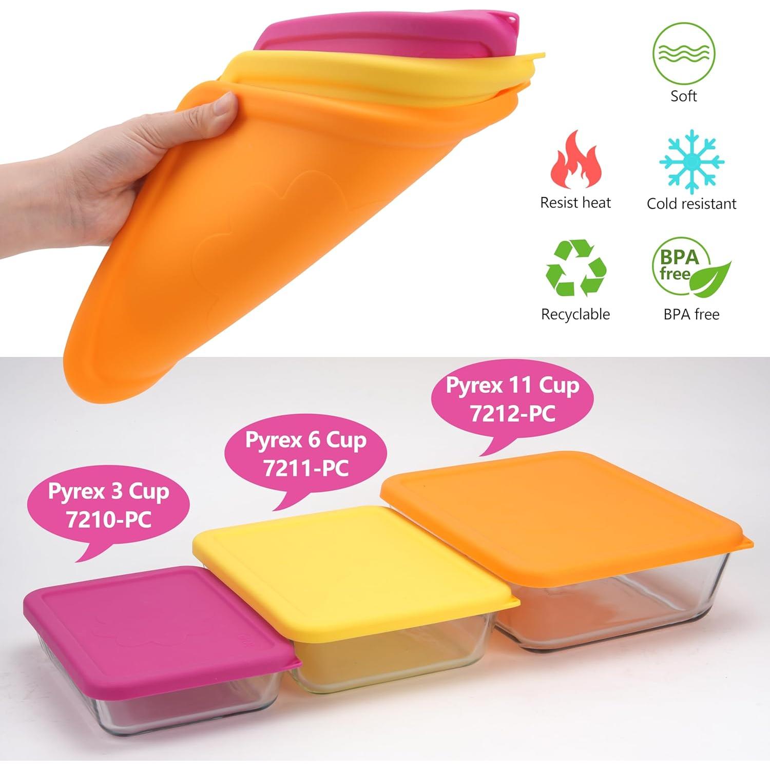 Tapa de Silicona Rectangular LUVCOSY para Tazones Pyrex - 6 Piezas