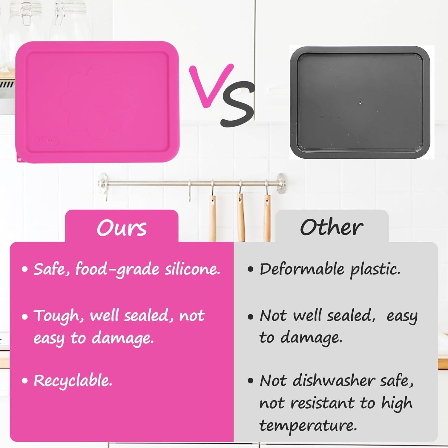 Tapa de Silicona Rectangular LUVCOSY para Tazones Pyrex - 6 Piezas