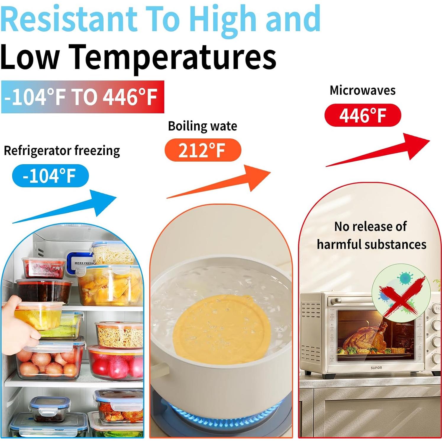 Tapa de Silicona Ullnosoo para Cuencos Pyrex 4 Tazas - 4 Pcs