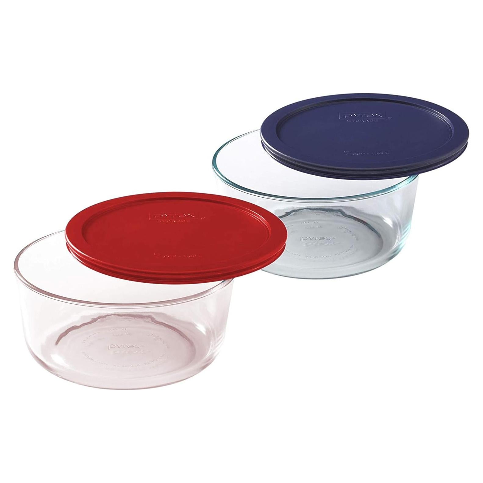 Contenedor Redondo Pyrex 7 Tazas con Tapas Plástico 2 Unidades