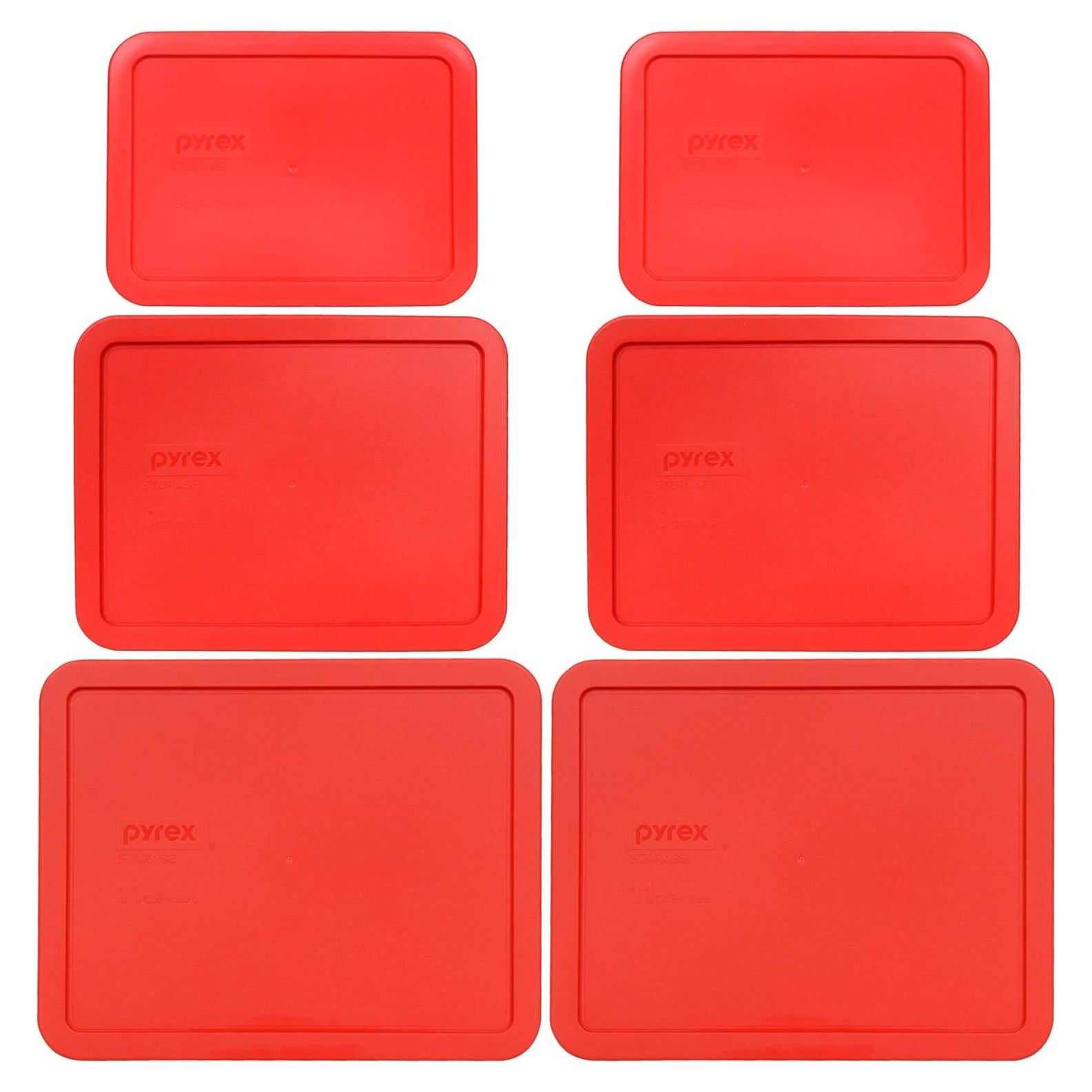 Juego de Tapas de Repuesto Pyrex Rojas 11, 6 y 3 Tazas