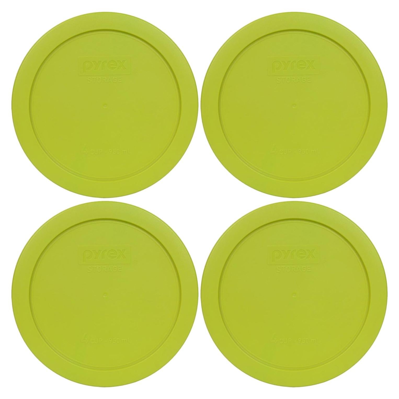 Tapas de Plástico Pyrex 7201-PC Verde Edamame 4 Tazas - Paquete de 4