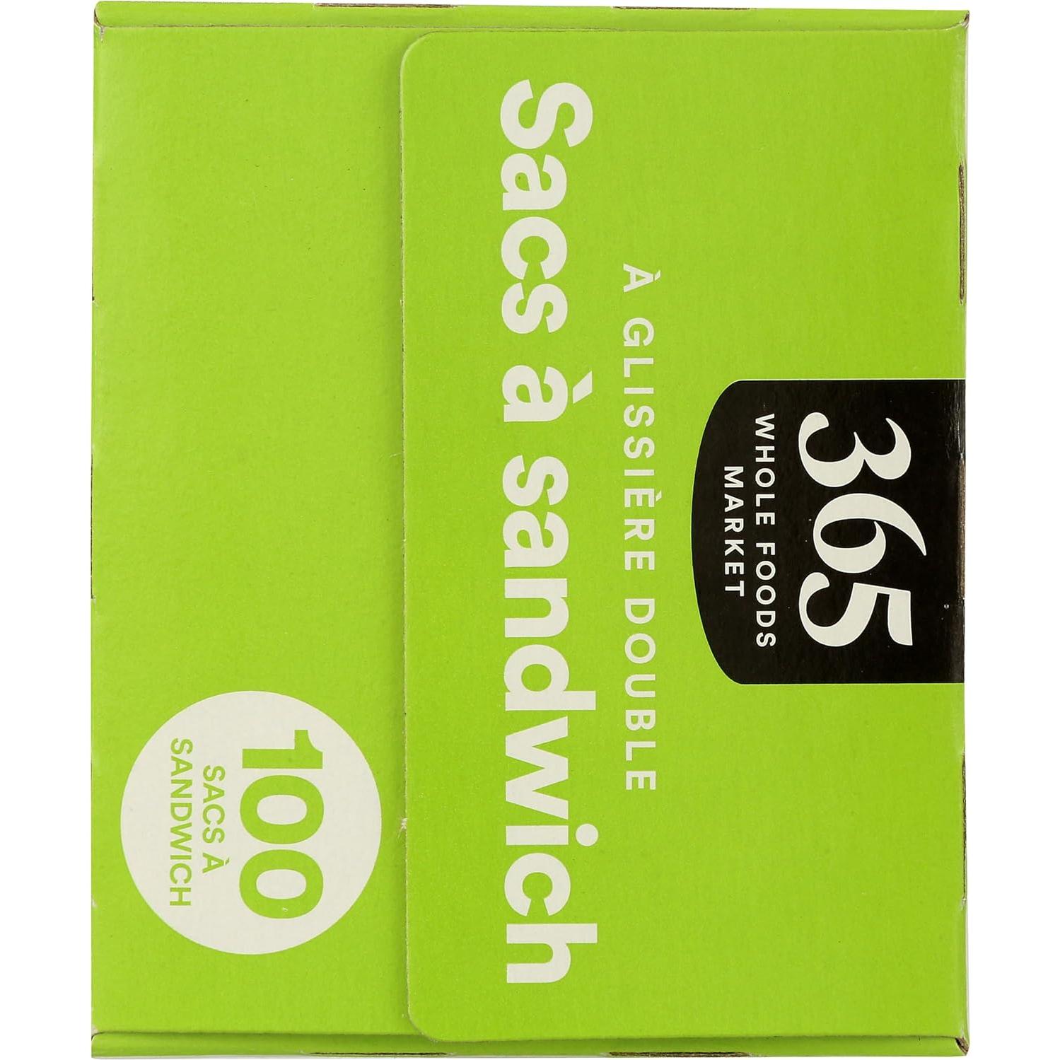 Bolsas de Almacenamiento Sándwich 365 Whole Foods, 100 Piezas