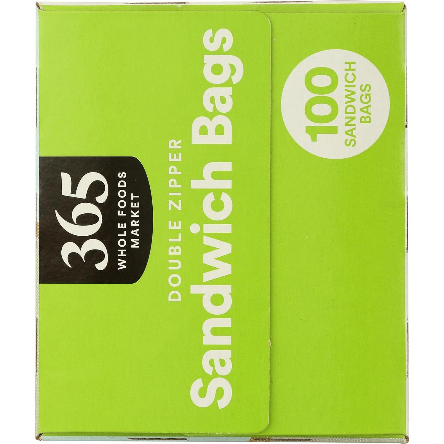 Bolsas de Almacenamiento Sándwich 365 Whole Foods, 100 Piezas