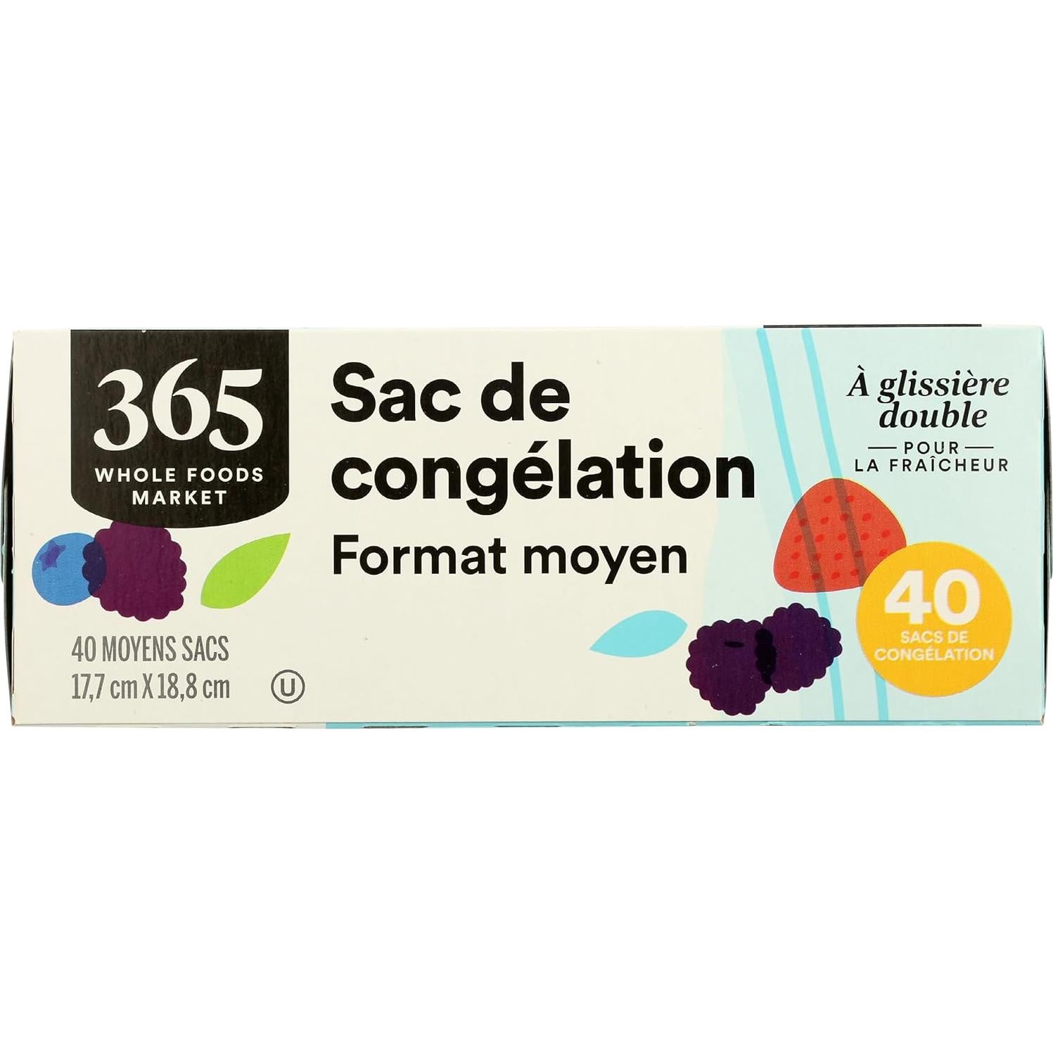 Bolsas de Congelador Doble Cierre 365 Whole Foods 40 Unidades