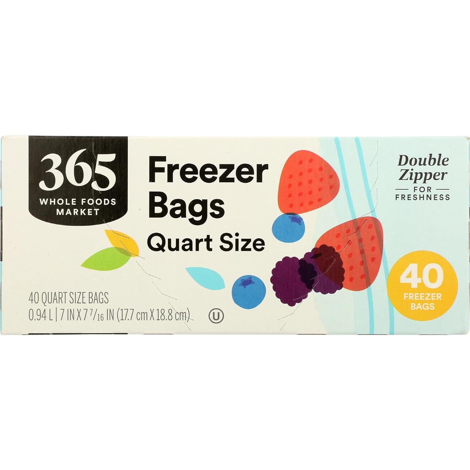Bolsas de Congelador Doble Cierre 365 Whole Foods 40 Unidades