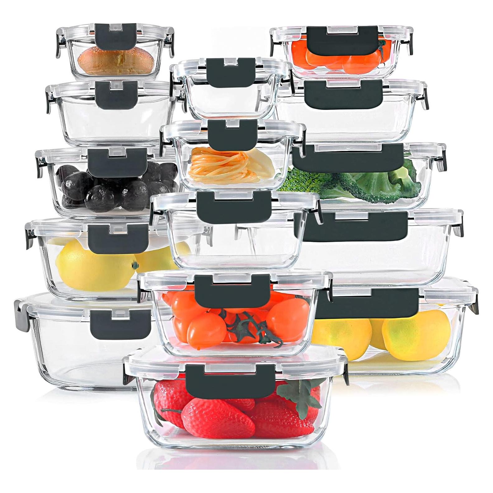 Juego de 30 Contenedores de Almacenamiento de Vidrio KOMUEE