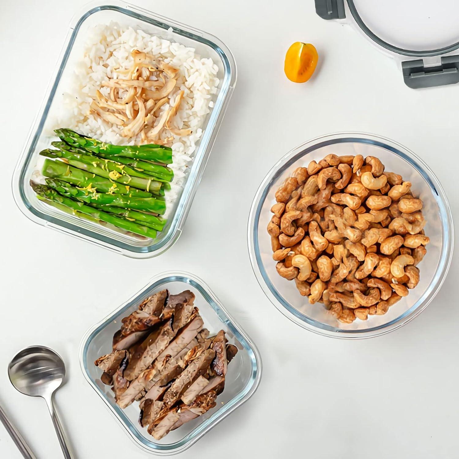 Juego de 30 Contenedores de Almacenamiento de Vidrio KOMUEE