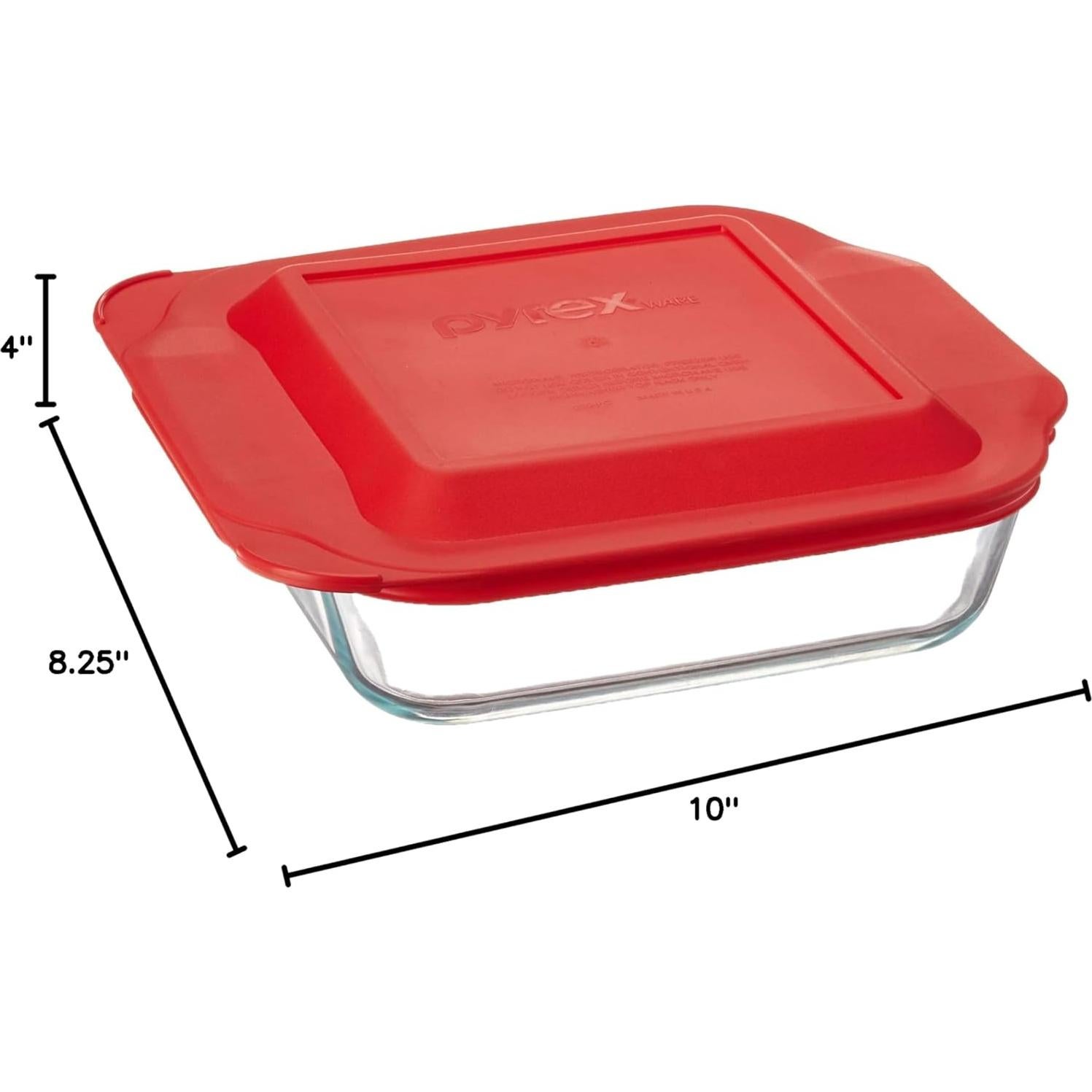 Pyrex Plato de Hornear de Vidrio 2qt con Tapa Roja 222-PC